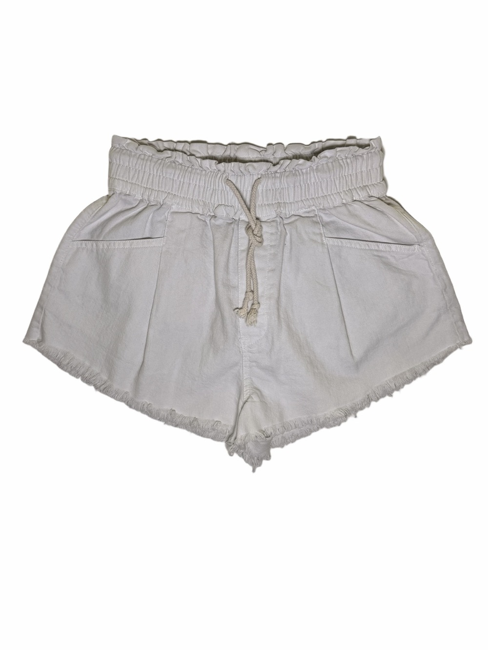 Pants Store High-Waist White Smocked-Top Women’s Shorts with Drawstring